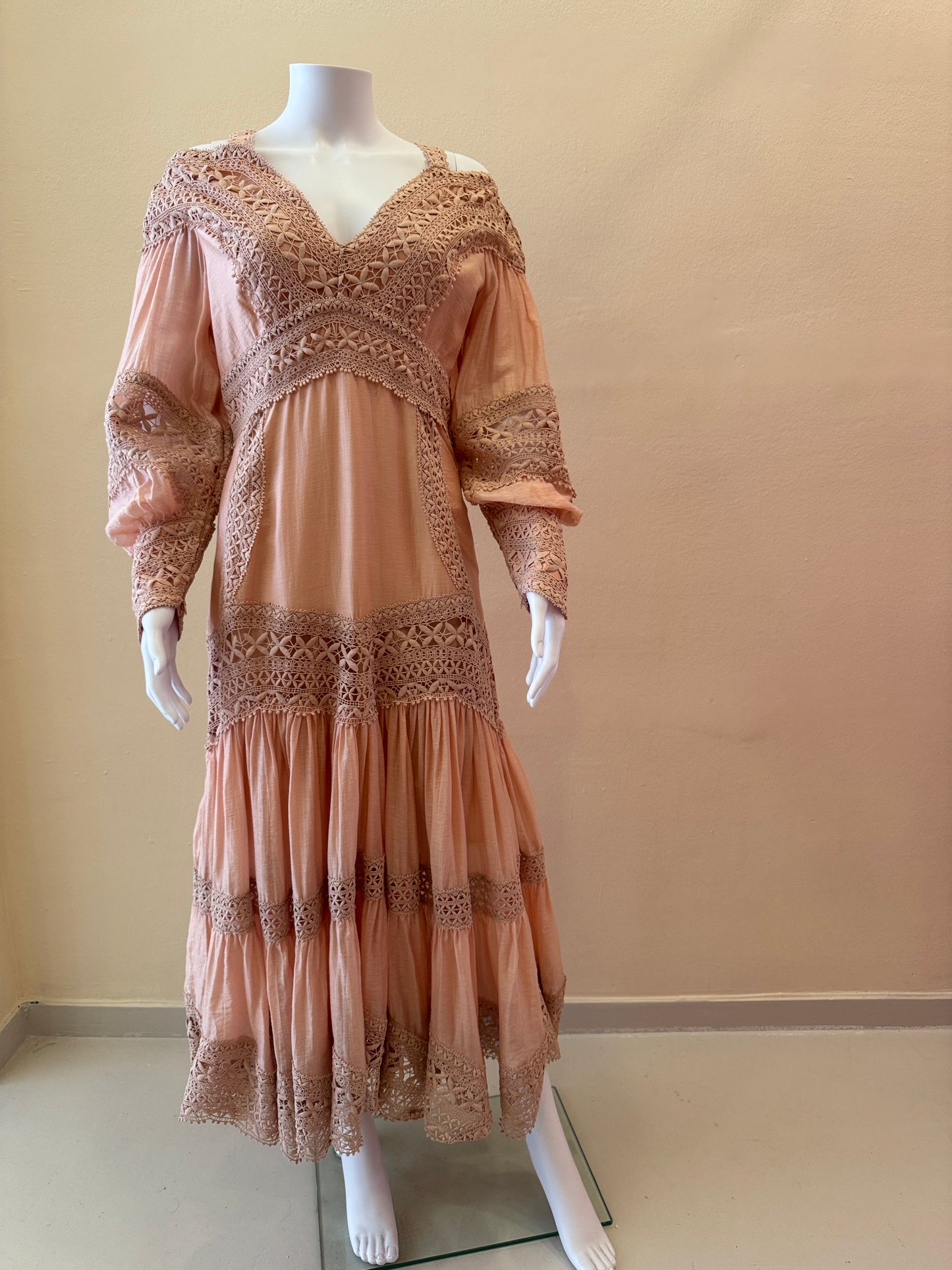 ZIMMERMANN MACREME EMBROIDERED VOILE DRESS