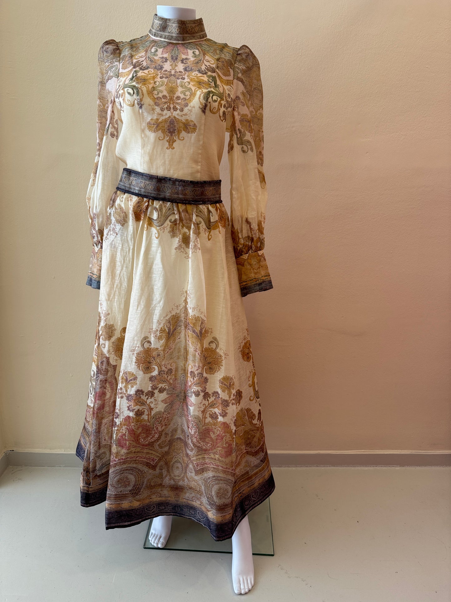 ZIMMERMANN HIGH NECK LINEN AND SILK BLEND