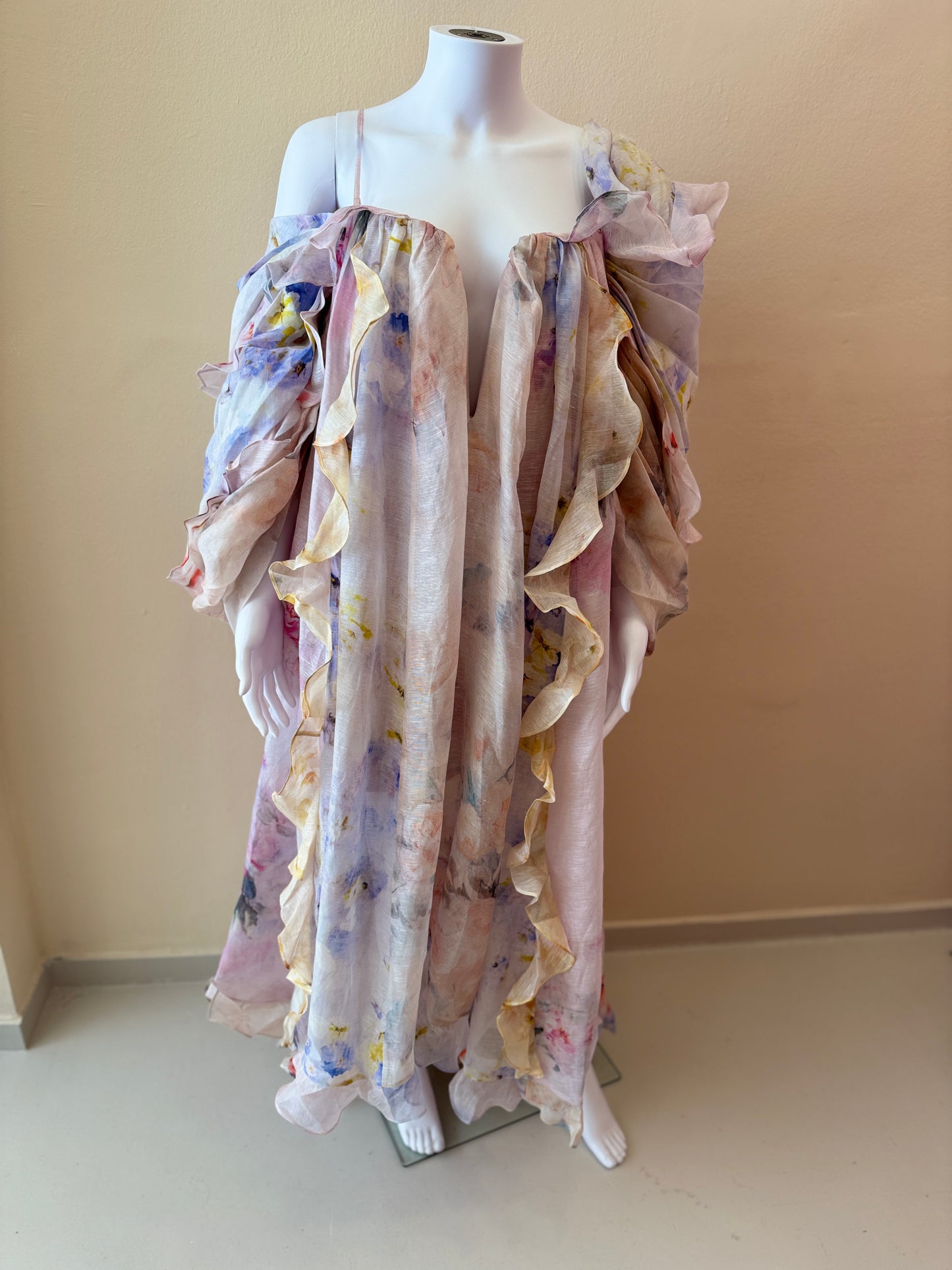 ZIMMERMANN CRUSH STRAPLESS RUFFLE DRESS