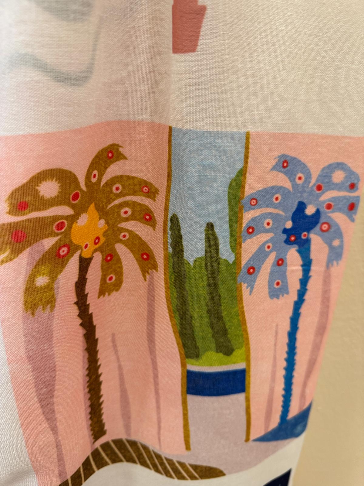 Colorful Linen Set with Palm Print – One Size