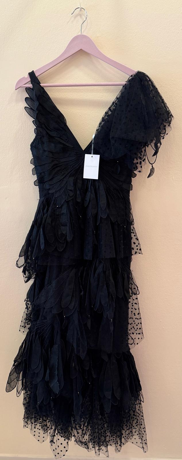 ZIMMERMANN Rhythmic V-Neck Fluted Gown Black