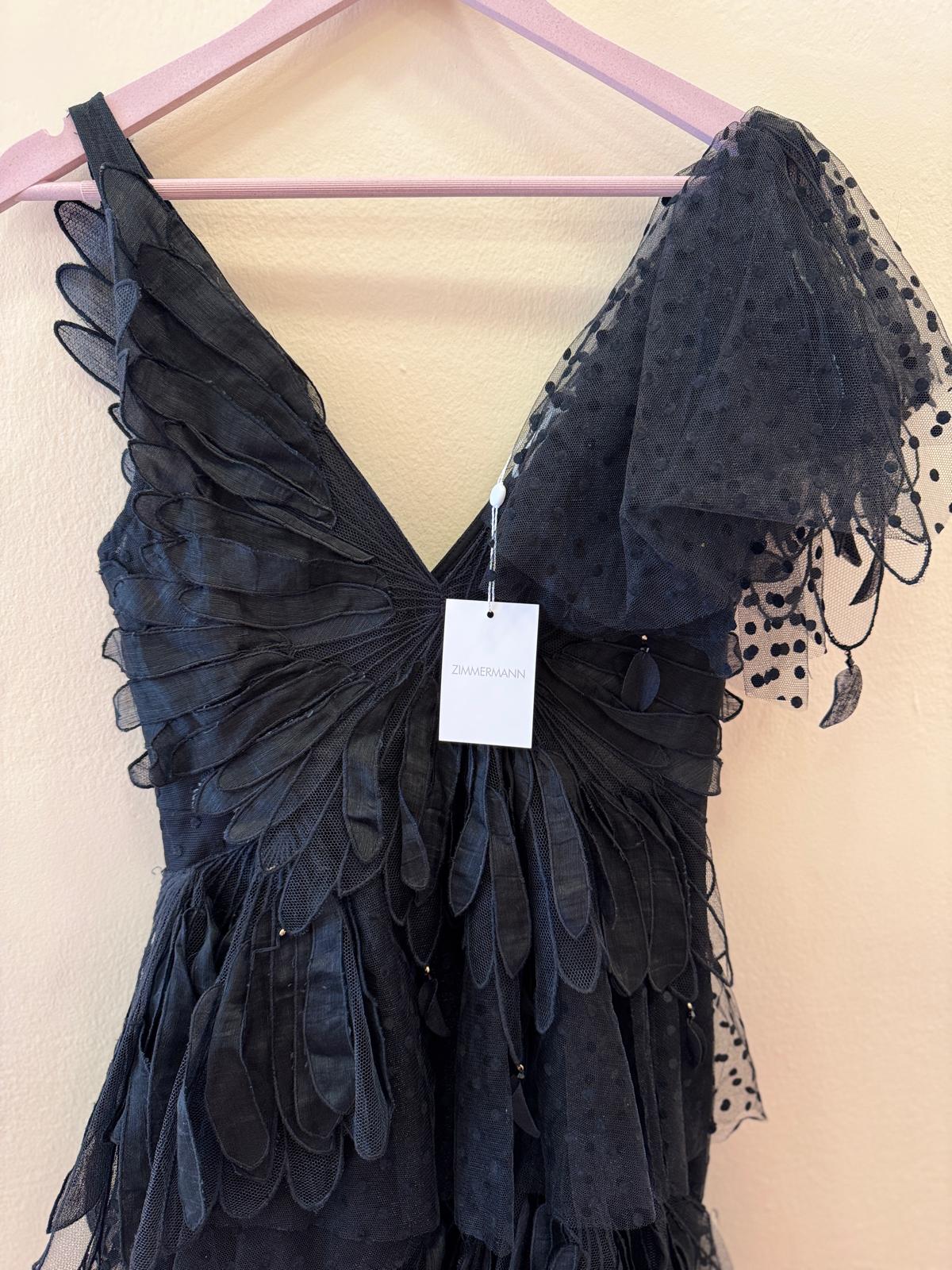 ZIMMERMANN Rhythmic V-Neck Fluted Gown Black