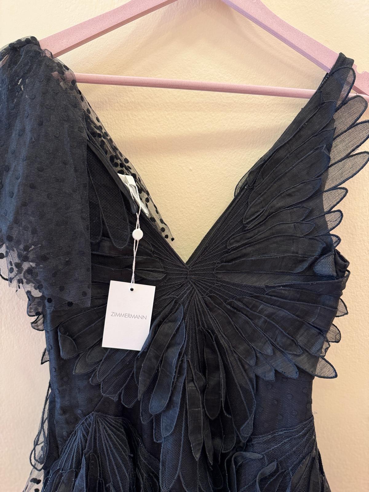 ZIMMERMANN Rhythmic V-Neck Fluted Gown Black