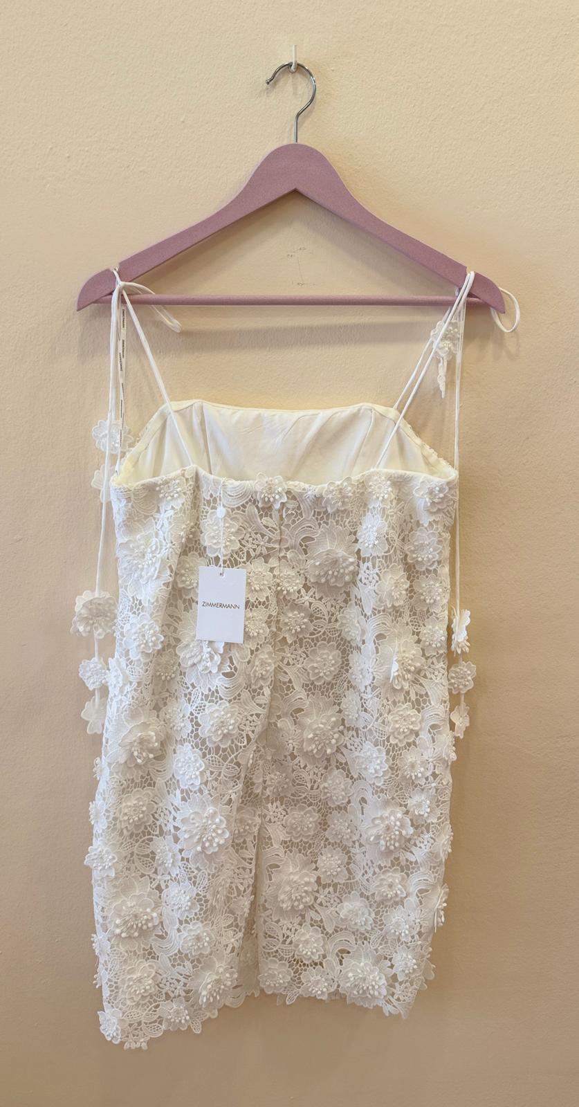 ZIMMERMANN WHITE FLORAL STRAP DRESS