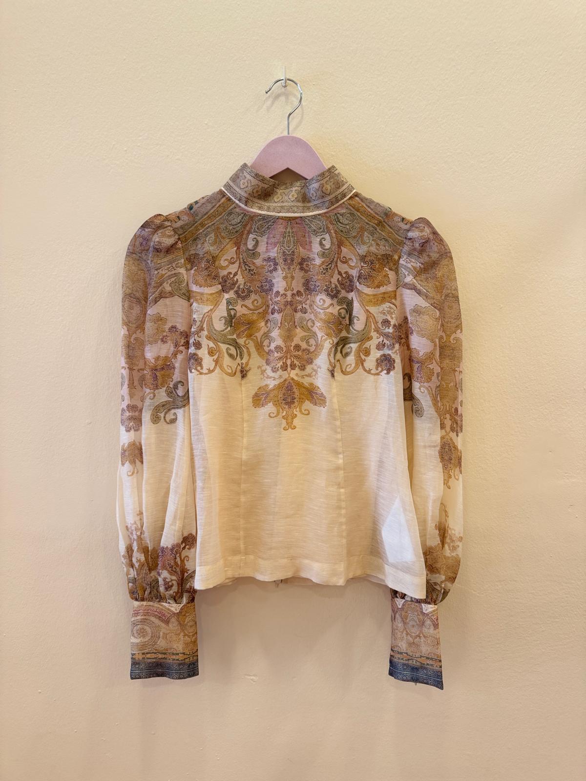 ZIMMERMANN HIGH NECK LINEN AND SILK BLEND