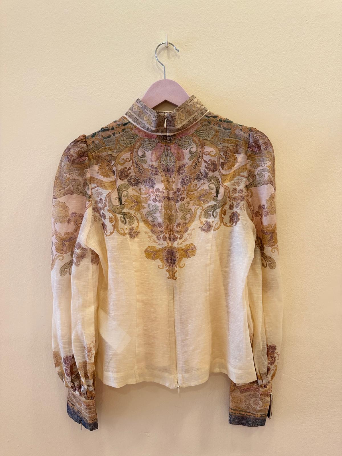 ZIMMERMANN HIGH NECK LINEN AND SILK BLEND