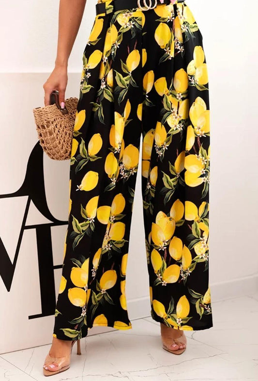 BLACK LEMON PRINT TROUSERS