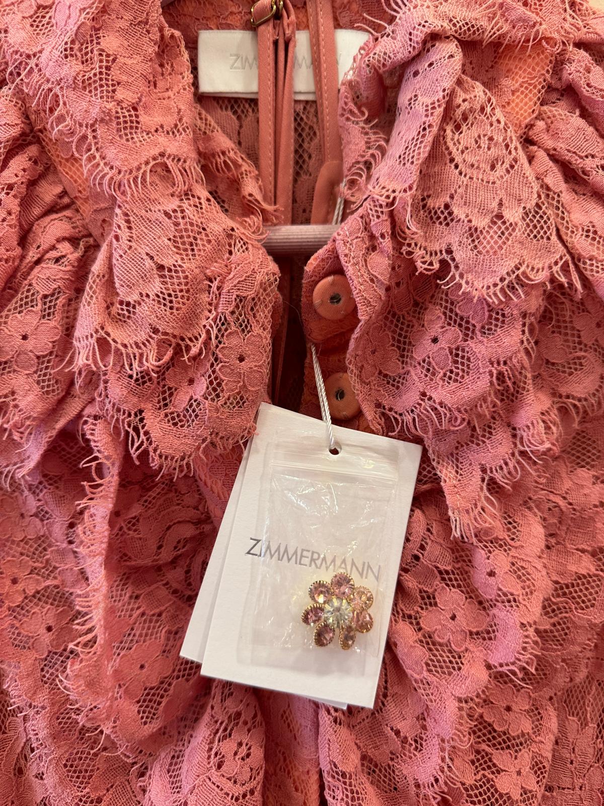 ZIMMERMANN KALEIDOSCOPE LACE RUFFLE MIDI